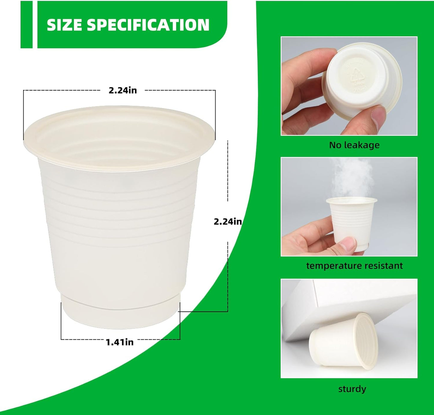 3 oz 300 Pack Compostable Disposable Bathroom Mouthwash Cups, A Great Replacement for Paper Ones,Used for Mini Snack,Hot/Cold Drinking Cup For Party Picnic Office