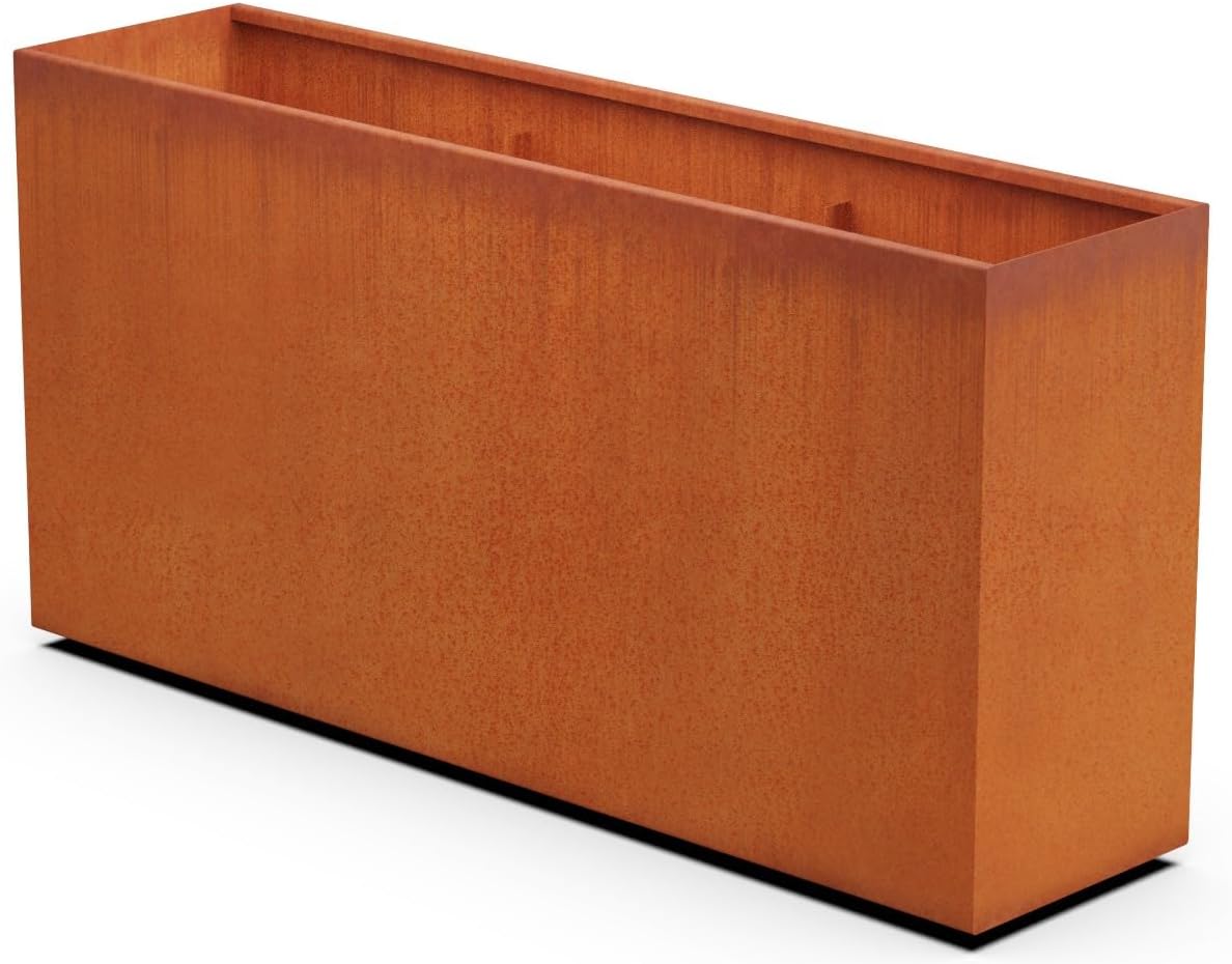 Corten Steel Planter Rectangle Outdoor Metal Garden Box Heavy Duty | Made in USA | Fully Assembled