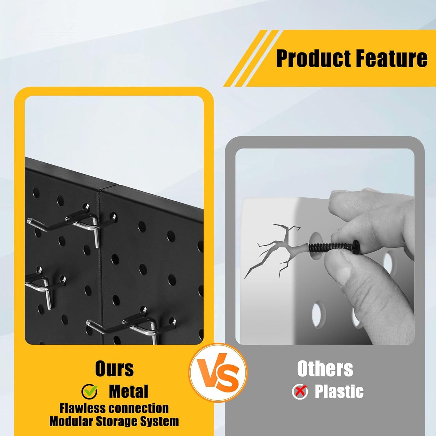 8 Pcs Metal Pegboard Panels, Heavy Duty Peg Boards for Garage and Garden Tool Storage, Includes Drywall Anchors and Screws Kits, Black (8 pcs 16in x 12in)