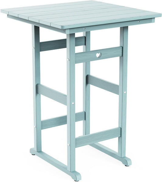 Adirondack Outdoor Bar Table, Durable HDPE Composite, Weather Resistant, Easy to Clean, Perfect for Backyard and Poolside Use, Light Blue