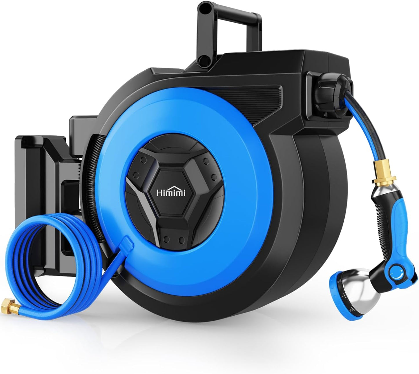 Retractable Garden Hose Reel, 1/2" x 131FT Heavy Duty Automatic Retractable Hose Reel Wall Mount, with 10- Function Sprayer Nozzle, Any Length Lock/Auto Rewind/180°Swivel