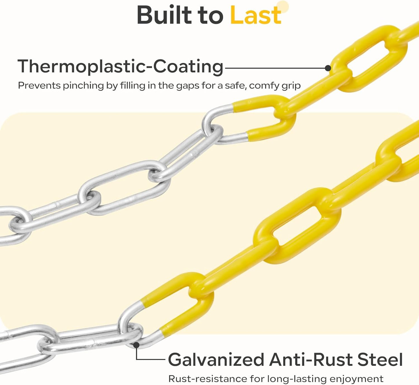 Decorlife Outdoor Swings Seats with 66" Rust-Resistant Heavy Duty Chain, Playground Swing Set Accessories Replacement Anti-Slip Seats, Backyard Swing Support 330lb for Kids or Adults (Green)