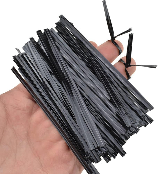 HAHIYO 300Pcs 4 inches Black Metal Twist Ties Bread Candy Coffee Bag Ties Plant Garden Twist Ties for Cellophane Treat Bags Gift Wraping Bags Plastic Bags Halloween Party Cake Present Art Crafts