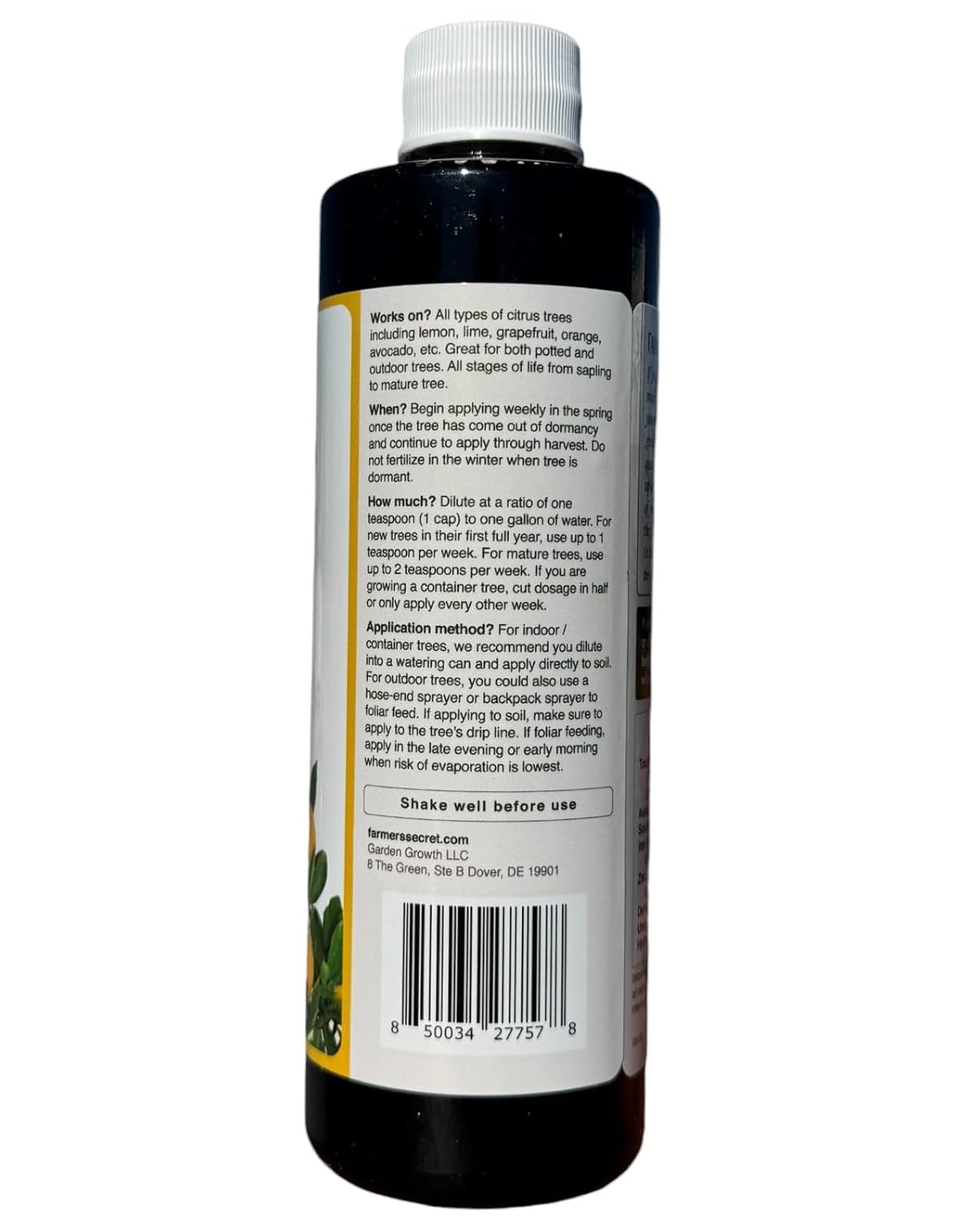 Farmer's Secret Citrus Tree Booster Fertilizer (8oz) - Super Concentrated - Formulated for All Citrus Trees Including All Types of Lemons, Limes, and Oranges - Outdoor and Indoor/Container Trees