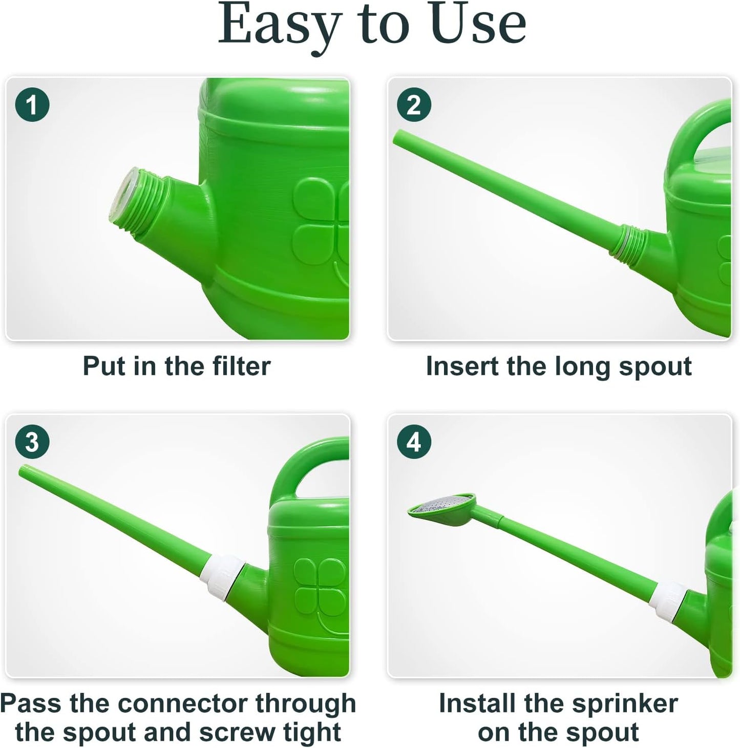 Qilebi 2 Gallon Watering Can for Outdoor Plants, Plant Watering Cans with Removable Long Spout and Stainless Steel Sprinkler Head, Large Plastic Watering Can for Garden Flowers Plants Light Green