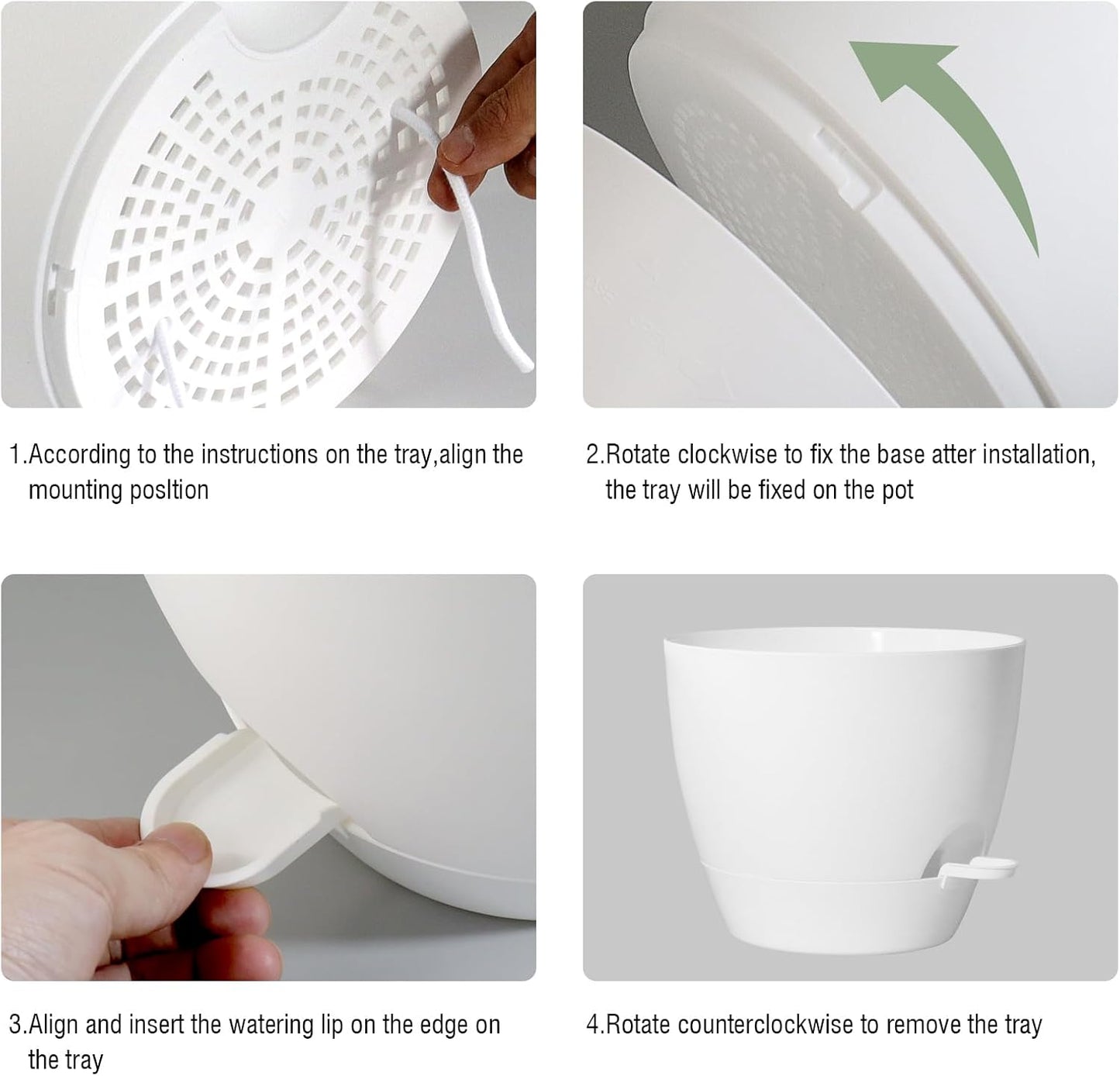 Large Self Watering Pots, 12/10/9 Plastic Planters with High Drainage Holes and Deep Reservoir for Indoor Outdoor Garden Plants and Flowers, White