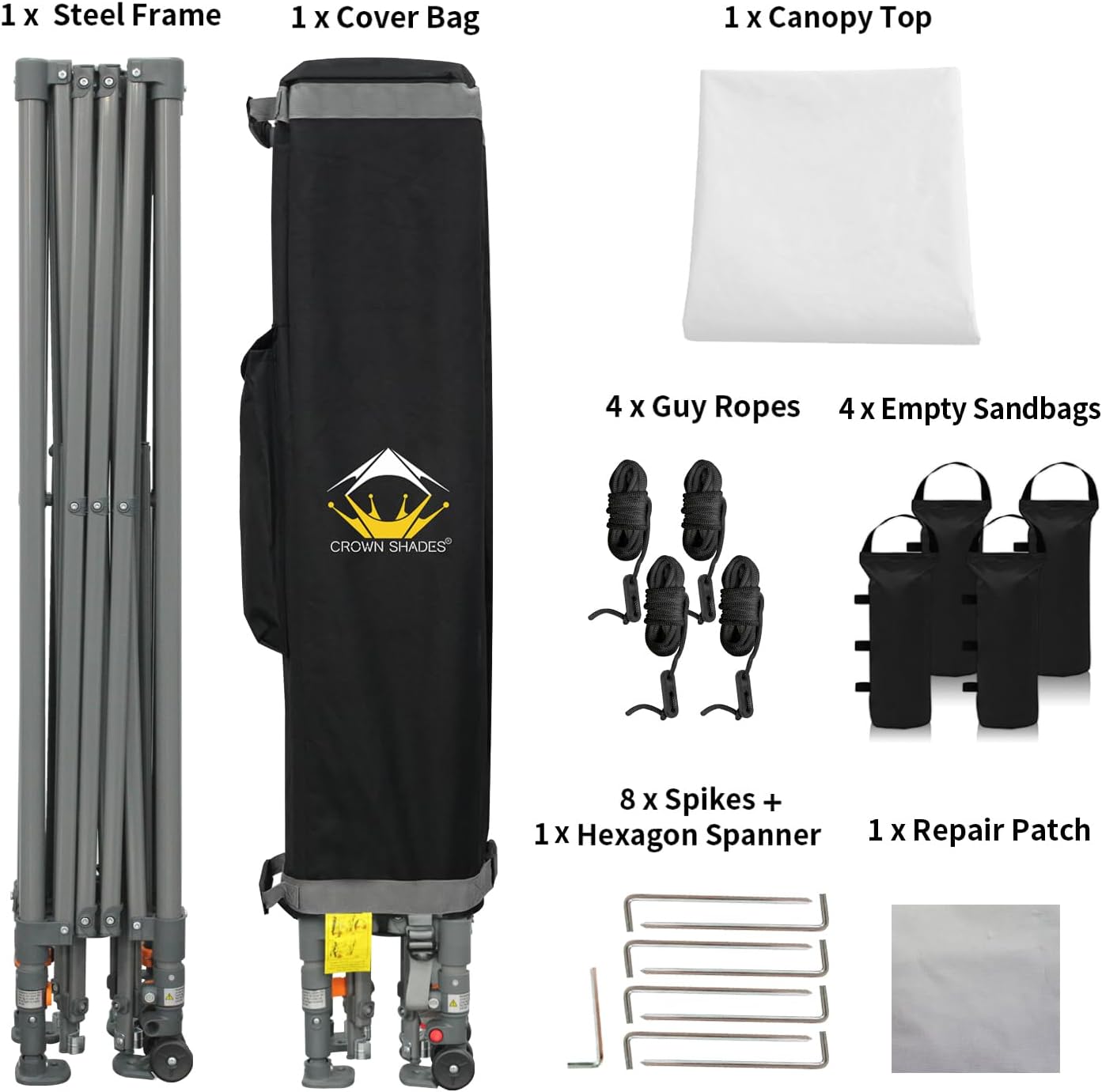 CROWN SHADES Adjustable Height on The Fly, 10x10 Pop Up Canopy - Beach Tent with One Push Setup - Easy Outdoor Sun Shade for Events, Parties, Camping - Outside Shade with STO-N-Go Bag, White