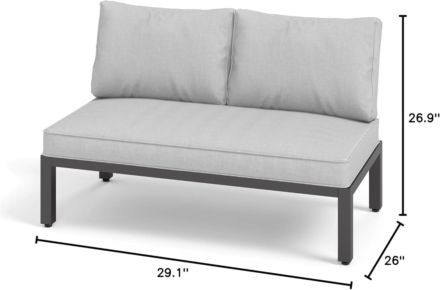 Sophia & William Outdoor Patio Furniture Set, Metal Sectional Sofa Set Patio Conversation Set with Cushions-1 x Loveseat Sofa