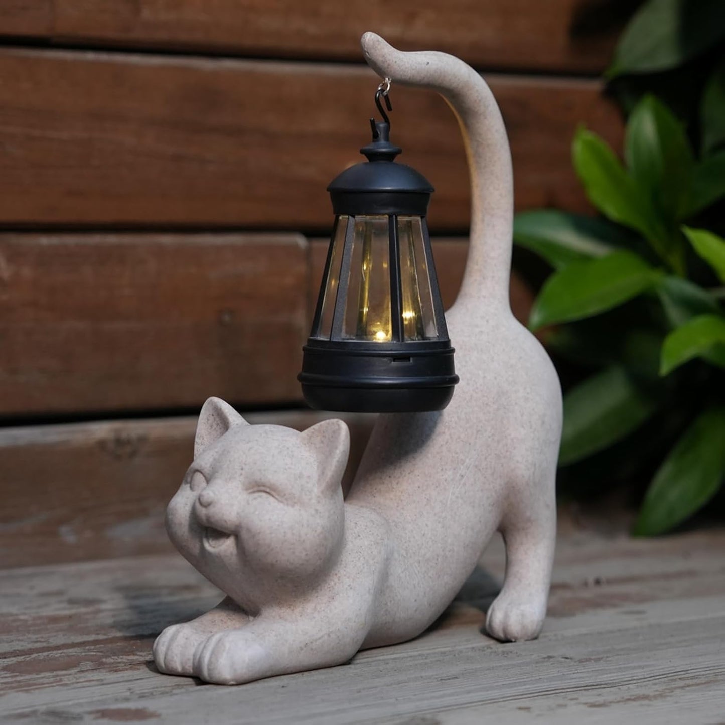 Solar Cat Garden Statue 10 Inch Porch Patio Decor for Outside Yard Decoration Outdoor Unique Housewarming Gardening Birthday Gifts for Cat Lovers Women Grandma
