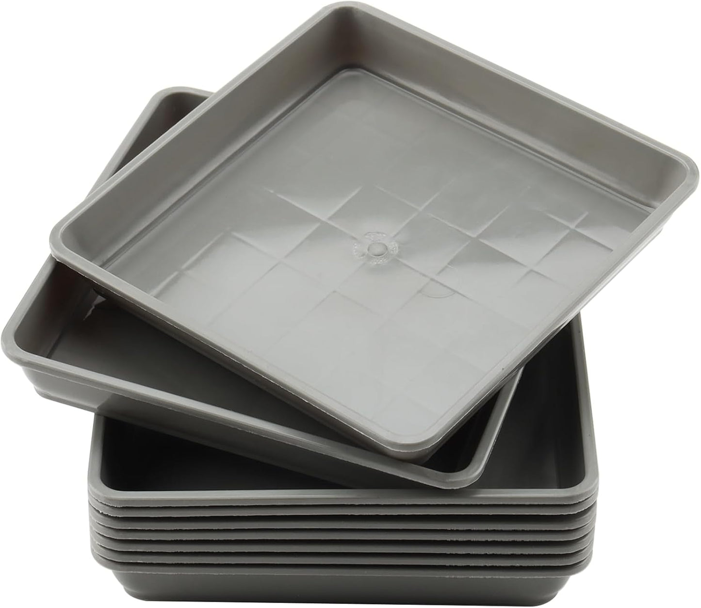 JOIKIT 10 PCS 11.4 x 11.4 Inch Square Plant Saucer, Plastic Plant Saucer Drip Tray, Square Flower Pot Tray for Indoors and Outdoor Plant Pots, 1.6 Inch Deep, Gray