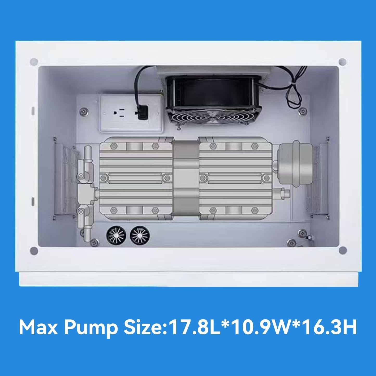 Pond Aerator Weatherproof Outdoor Cabinet,20.8”×16.9”×20.8” with Cooling Fan,pre-wired outlet