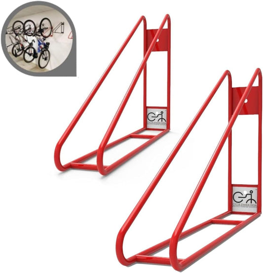 Bike Wall Mount Vertical Bike Hanger for Home Space Saving Rack Storage Mount for Garage or Home Bicycle Holder for Mountain Bikes Road Bikes Holds up to 77lbs Red,Pack of 2