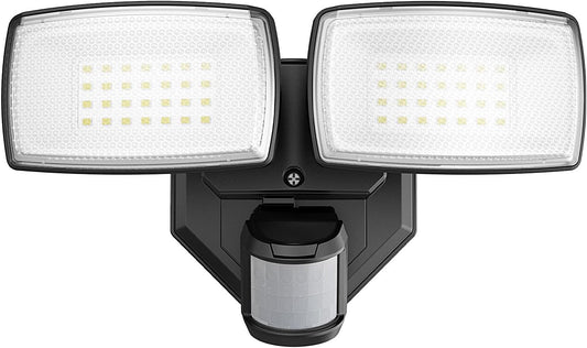 Onforu 32W 2 Head Motion Sensor Outdoor Lights, 3200LM 6500K LED Security Light, Dusk to Dawn, Motion Detector Light for Outside, IP65 Waterproof Flood Lights for Garage, Yard(Black)