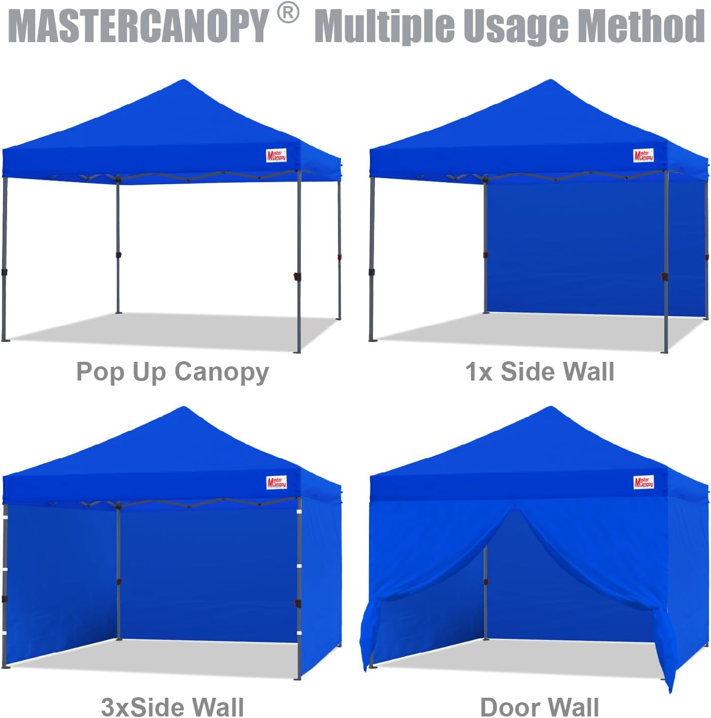 MASTERCANOPY Heavy Duty Pop-up Canopy Tent with Sidewalls (10x10,Blue)
