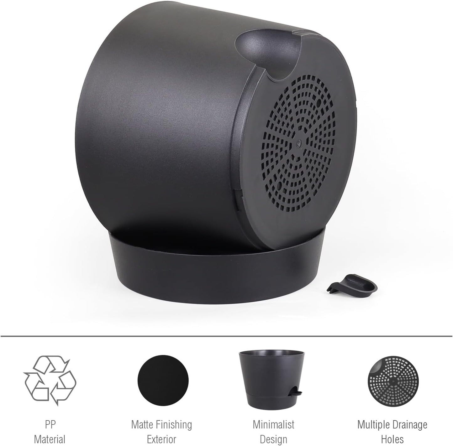 12 inch Large Self Watering Pots for Indoor Outdoor Plants, Flower Plant Pots with Mesh Drainage Holes for Garden House Plants, Plastic Planters with Reservoir for Home Decor, Black