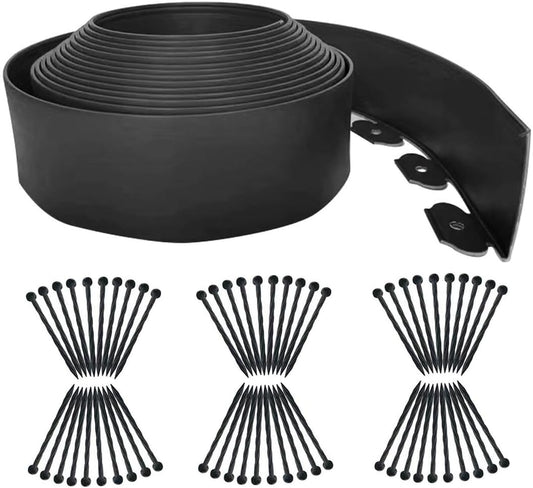 Garden Edging Borders 66FT,Landscape Edging Black[Extra Tall 4IN High] with 60pcs Stakes,Lawn Edging Flexible Garden Border Mini Plastic Fence for Flower Bed Landscaping