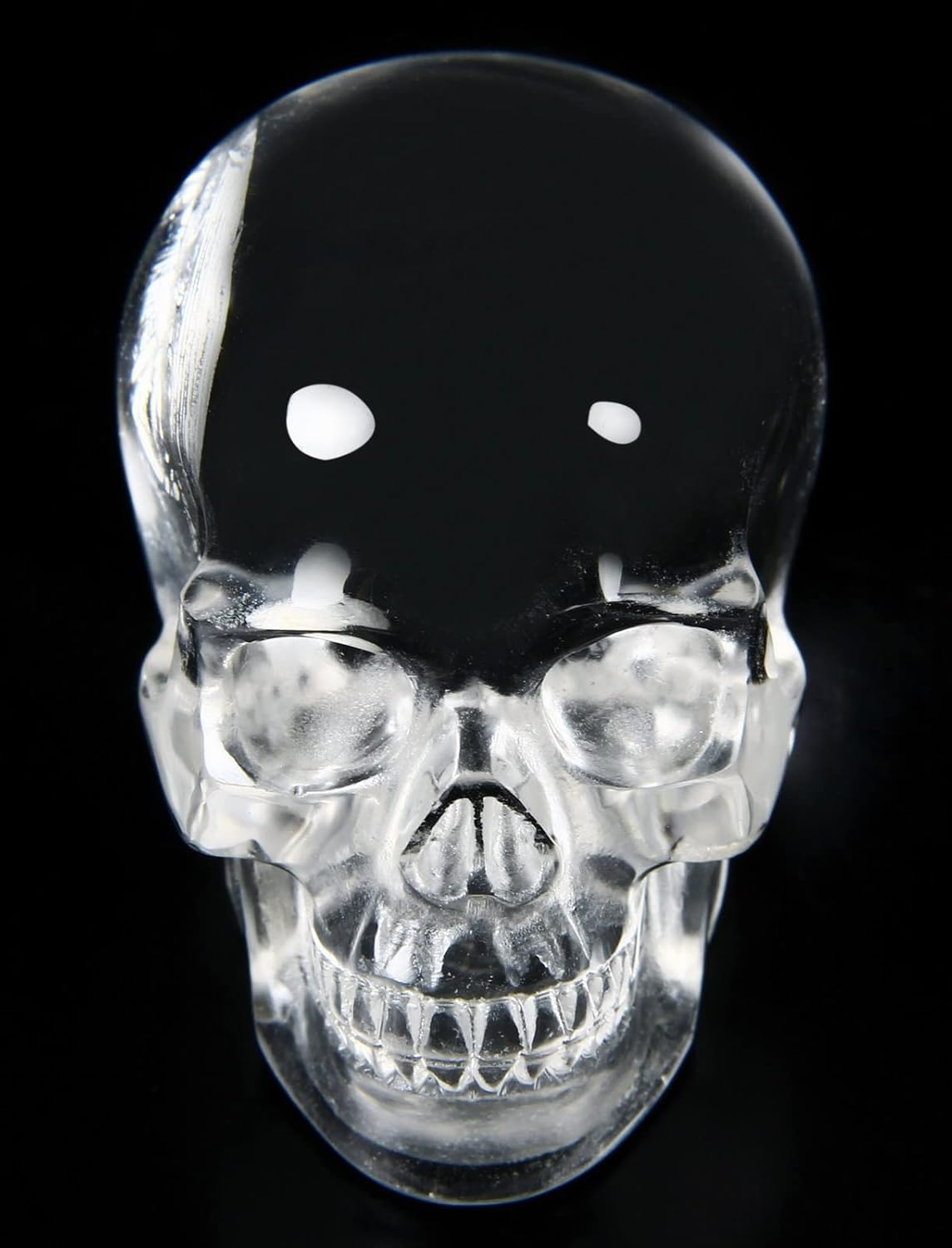 Skullis 2.0" K9 Crystal Skull, Hand Carved Gemstone Fine Art Sculpture, Reiki Healing Stone Statue.