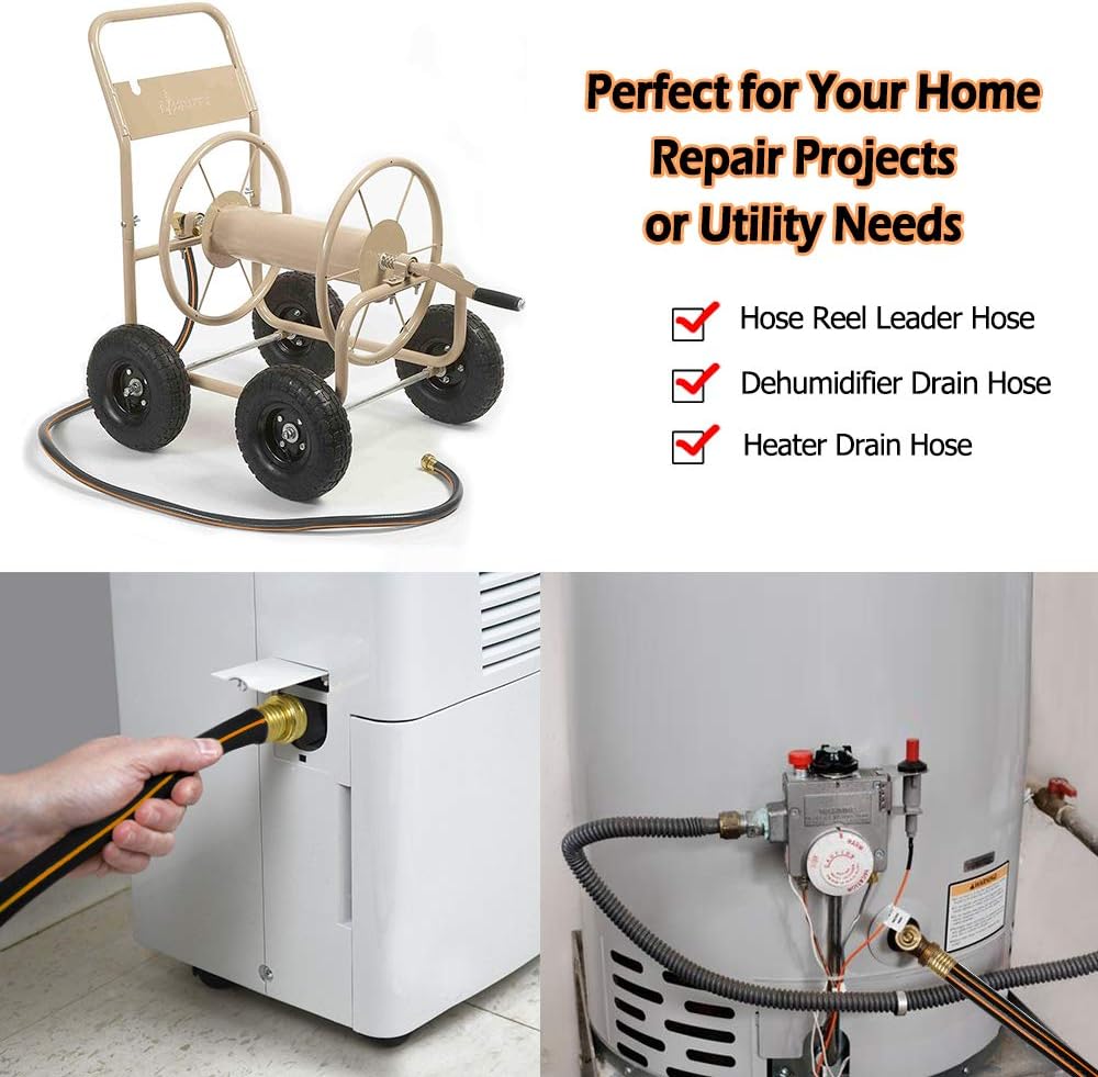 Solution4Patio Leader Short Garden Hose 5/8 in. x 10 ft. -Kink Free, No Leaking, Male/Female Fittings -Heavy Duty Durable Flexible Lightweight Water Pipe -Brass Aluminum Ends for Household & Yard Use