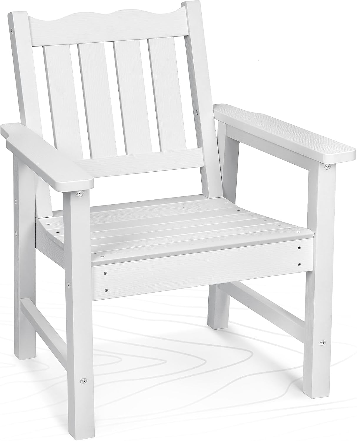 Stoog Oversized Patio Chair, All-Weather Outdoor Chairs with Curved Backrest, 400 lbs Support Patio Dining Chair, for Backyard, Garden, Porch, Deck and Balcony, White