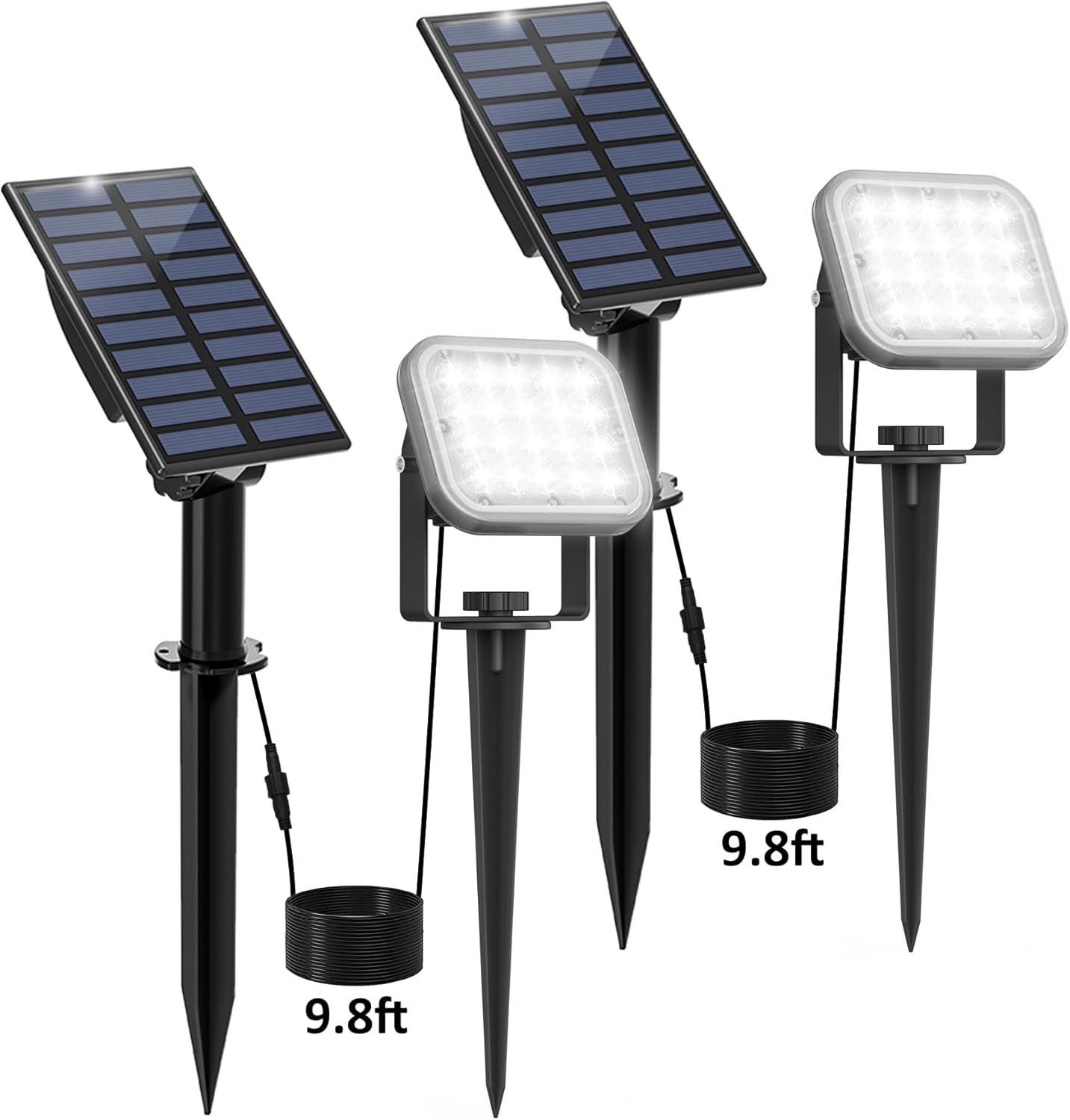 Solar Spot Lights Outdoor,2 Pack 20 LED IP65 Waterproof Solar Landscape Lights, Dusk-to-Dawn 6000K Cold White Solar Outdoor Lights for Yard Garden Driveway Porch Walkway, 1-in-1