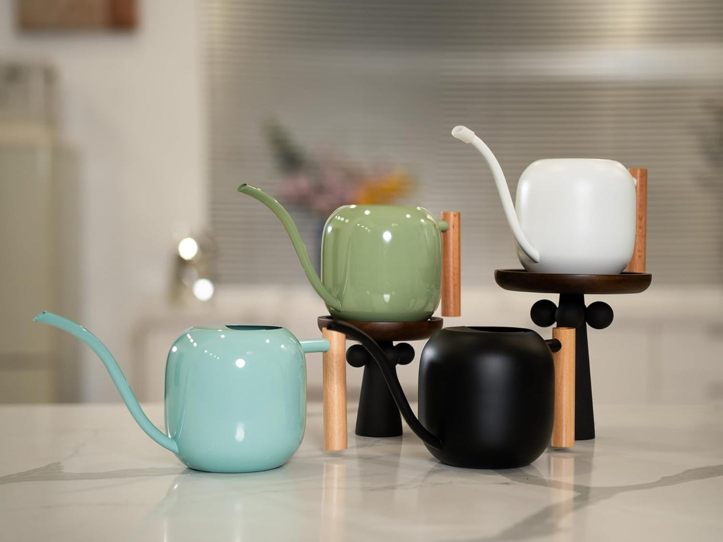 Green Moon Water Can Indoor Plant Black 1.2L/41oz with Long Spout Small Water Can Metal Watering Can Pot for Indoor House Plant Bonsai Outdoor Garden Flowers Decorative