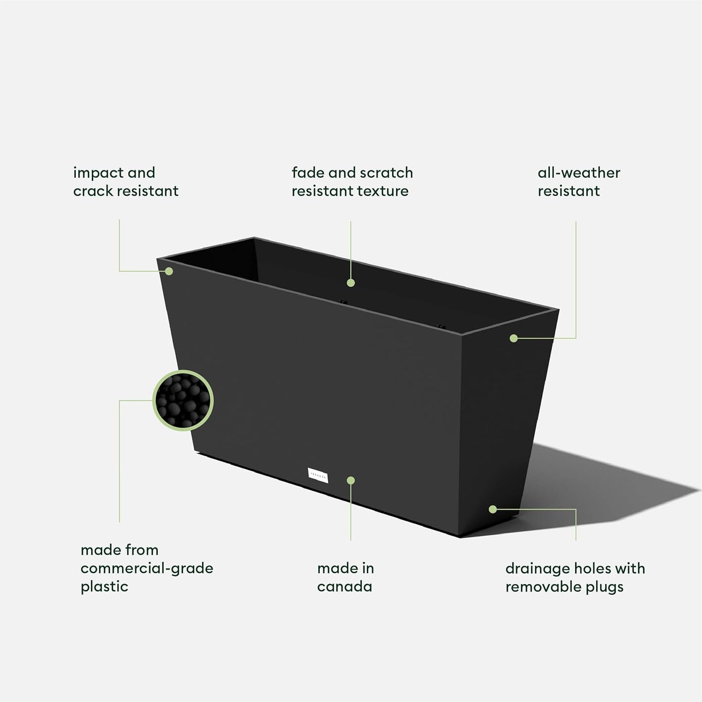 Veradek Midori Long Trough Planter (Black, 31 inch - 2 Pack with 2 Saucer Trays)