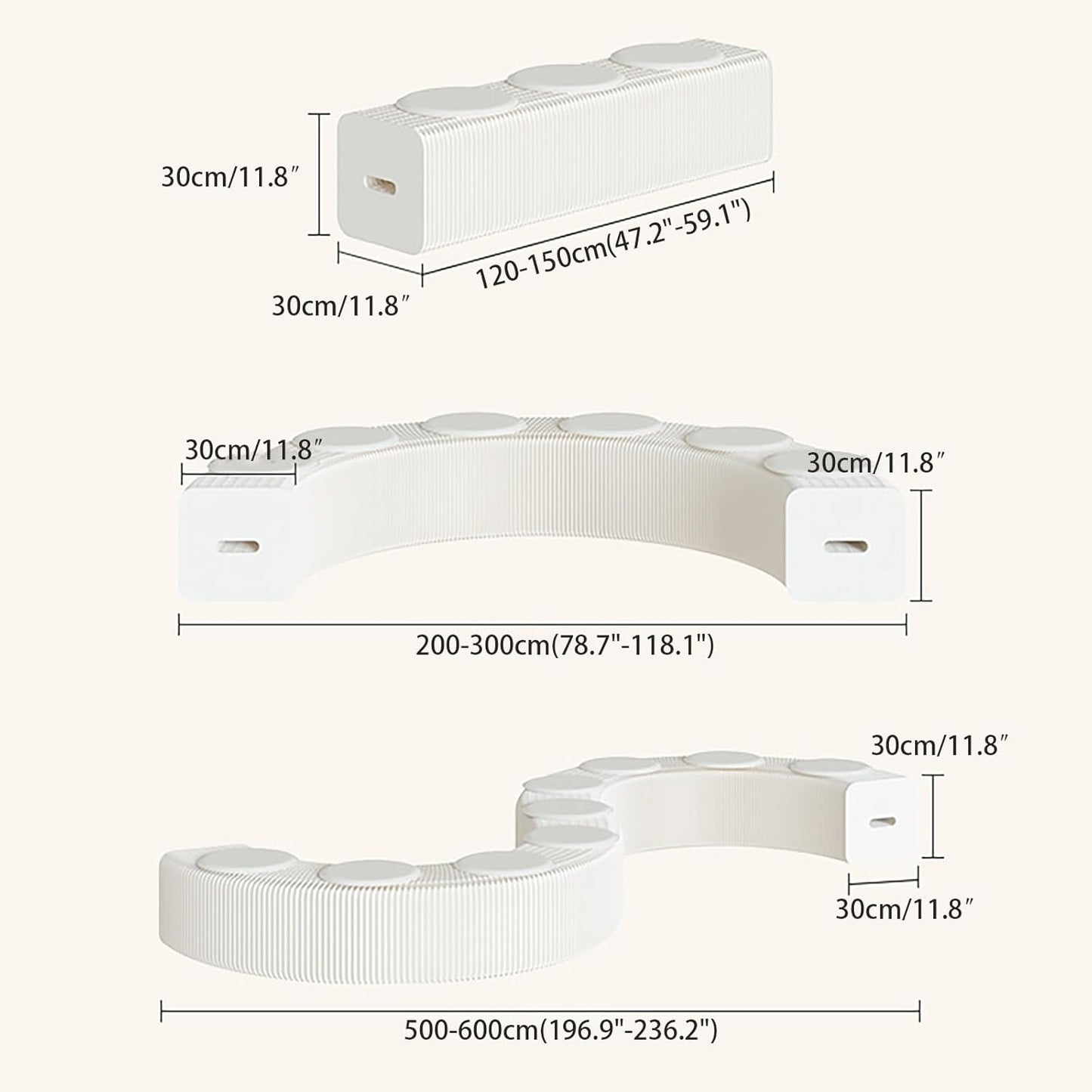 Foldable Kraft Paper Stool, Honeycomb Accordion Folding Bench, Collapsible Paper Stool for Small Spaces, Portable Footrest and Side Table for Living Room and Office,White Black-44×31×600cm