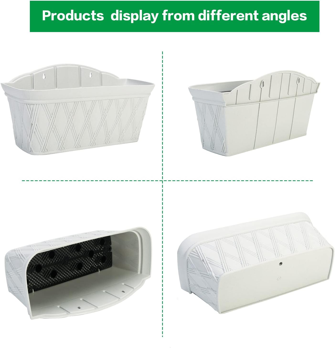 Sungmor 3 Pack Wall Hanging Planters, 16.5 Inch Railing Fence Hanging Flower Pots, Thickened Plastic Water Storage Plant Pot, Indoor Outdoor Garden Balcony Decor, Light Grey Large Plant Basket