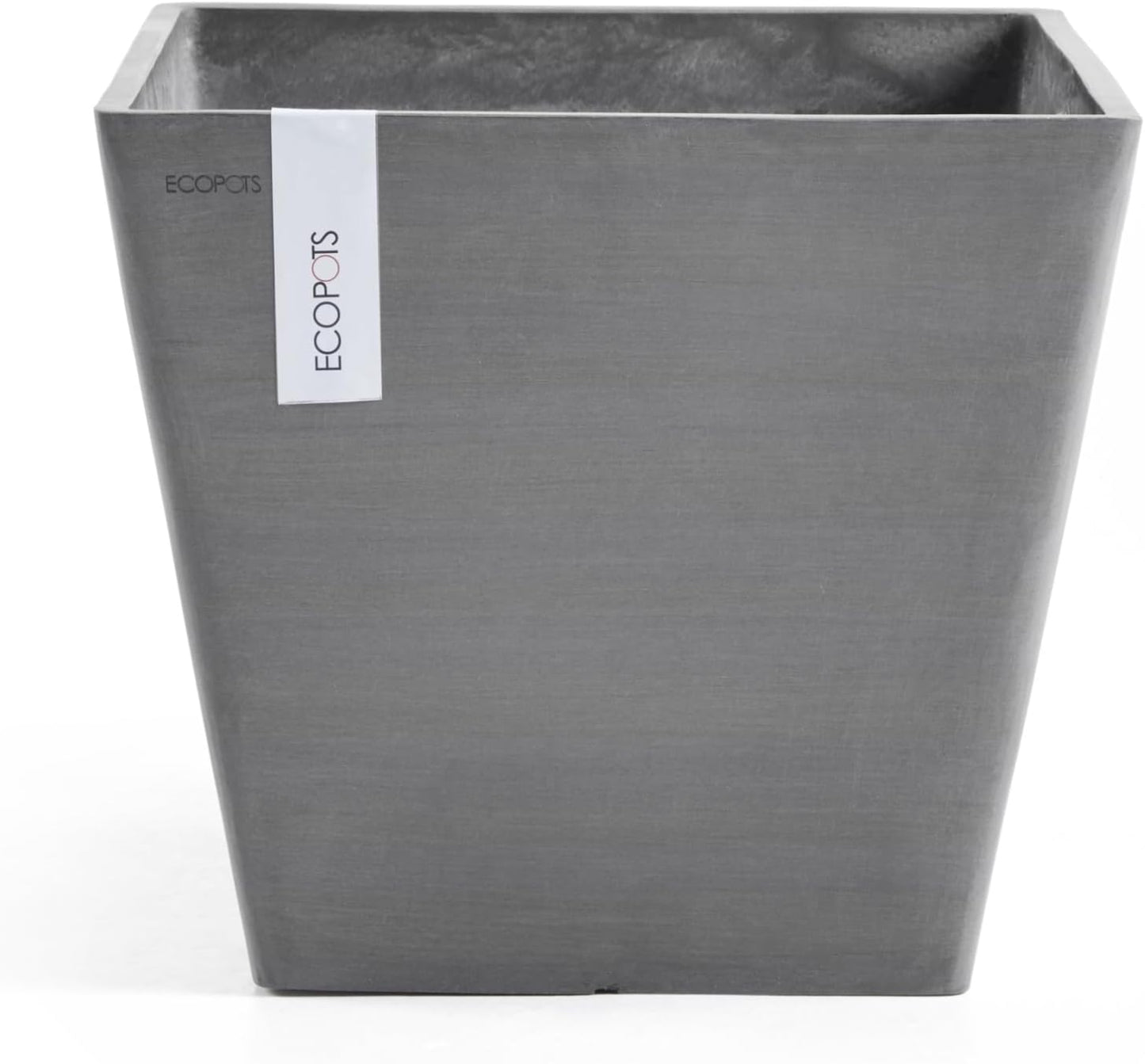 Ecopots Rotterdam Durable Modern Square Indoor/Outdoor Recycled-Based Composite Flower Planter, Grey, 15.75"