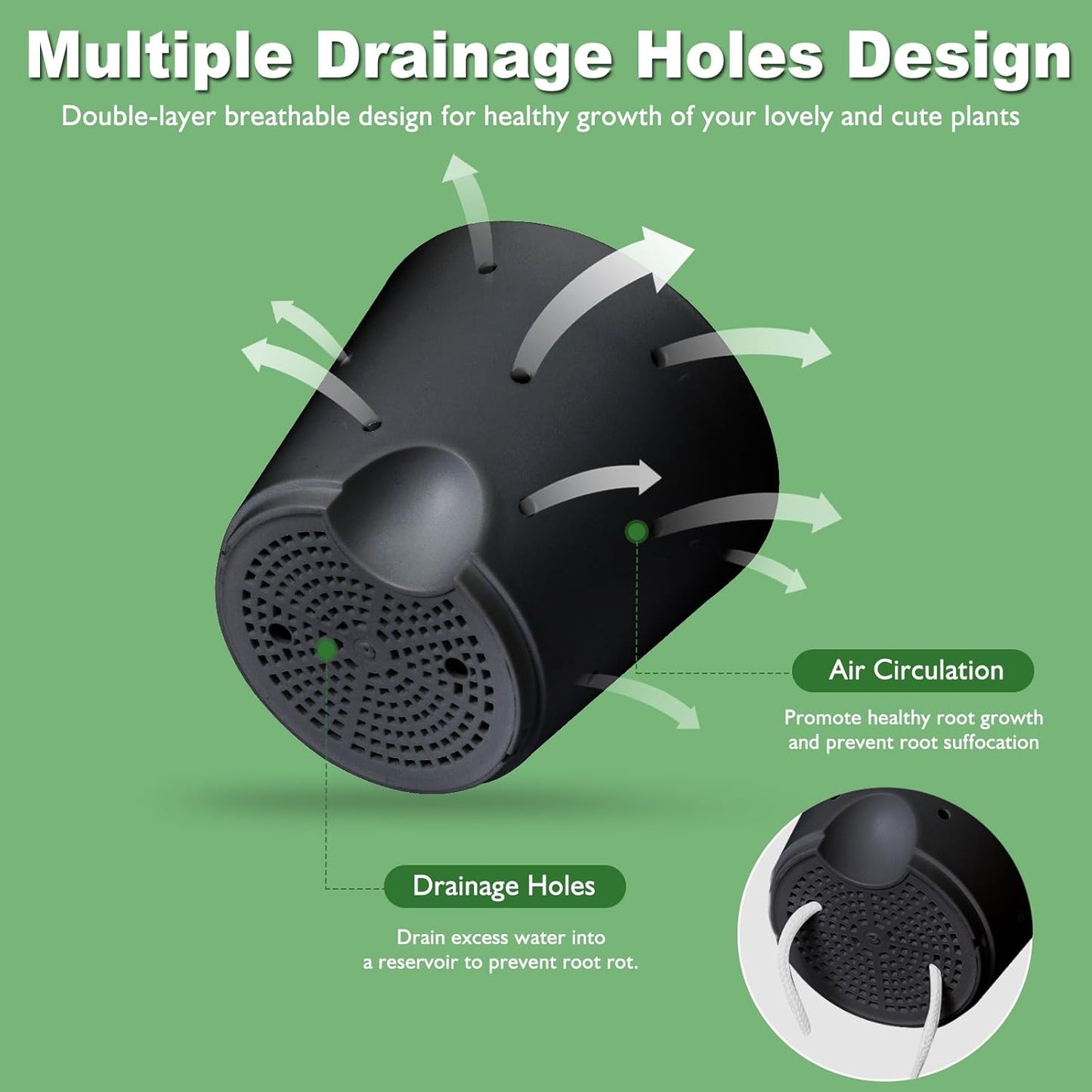 Orchid Pots with Holes, 6 Inch Self Watering Orchid Pot 2 Pack Plastic Plant Pots for Orchid, Flower (Black+Brown)