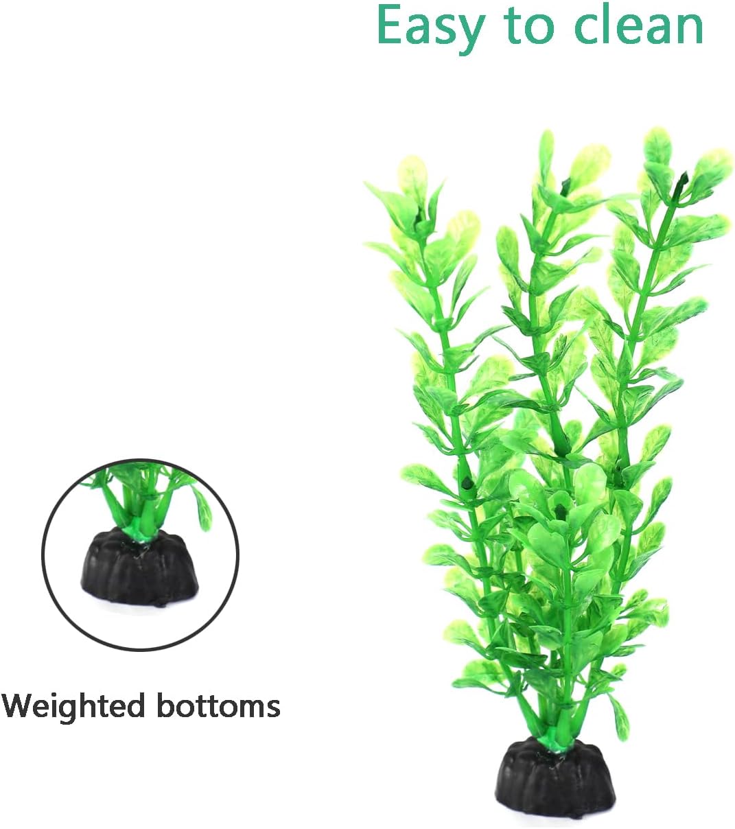 AQUANEAT Artificial Fish Tank Plants, Plastic Aquarium Decorations, Green Accessories, 10pcs