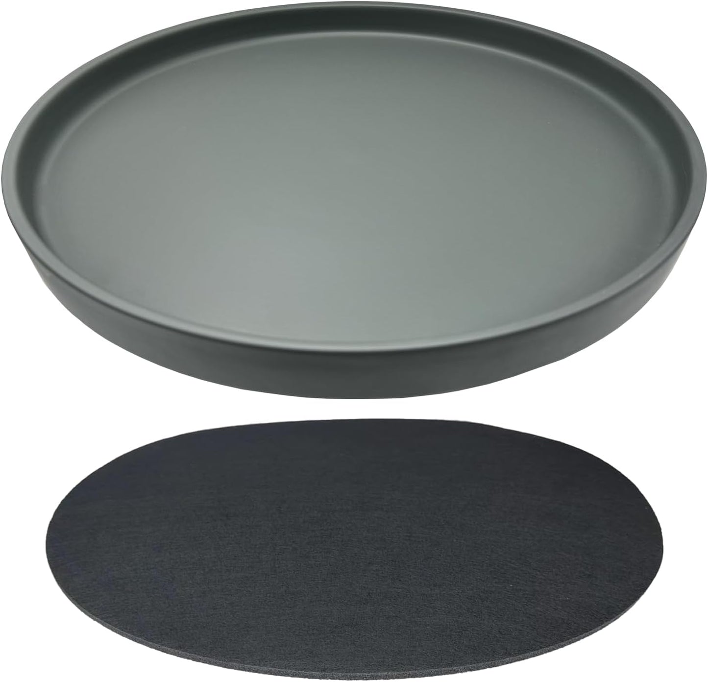 Ceramic Plant Saucer Pot Tray 10 Inch, Planter Saucers 4 5 6 7 8 9 10 11 12 13 Inch for Indoors Outdoor, Durable Sturdy Flower Drainage drip Water Tray for Glazed Pots Base (10.7 Inch-Grey)