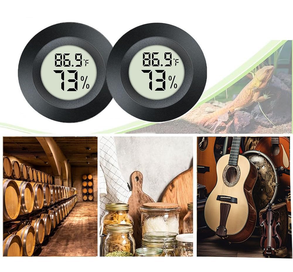3 Pack Mini Hygrometer Thermometer Digital Humidity Meter Indoor/Outdoor Humidity Monitor Reptile Thermometer for Humidors Garden Cellar Greenhouse ℉/ ℃ (3)