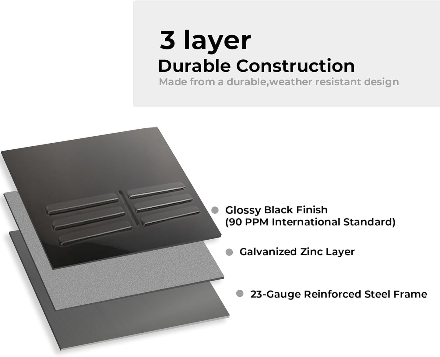 Worth Garden Metal Planter Box - 30" L x 11" W x 13" H Glossy Black Heavy Duty Large Rectangular Steel Modern Plant Pot, Indoor Outdoor - Insert Plate with Drain Holes, Air Vents, No Assembly Required