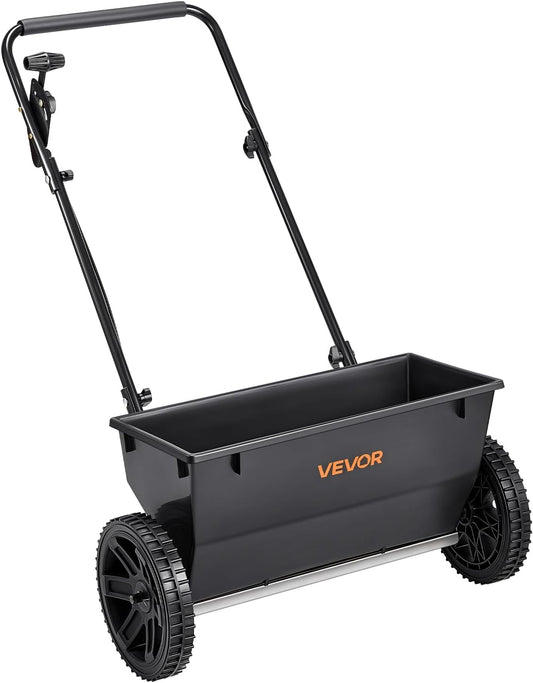VEVOR Broadcast Spreader, 50LBS Capacity, Walk-Behind Push Spreader, 18 in Spreading Width, 8 in All Terrain Pneumatic Tires, Lawn Spreaders with Hopper Grate, for Seed, Fertilizer, Ice Melt