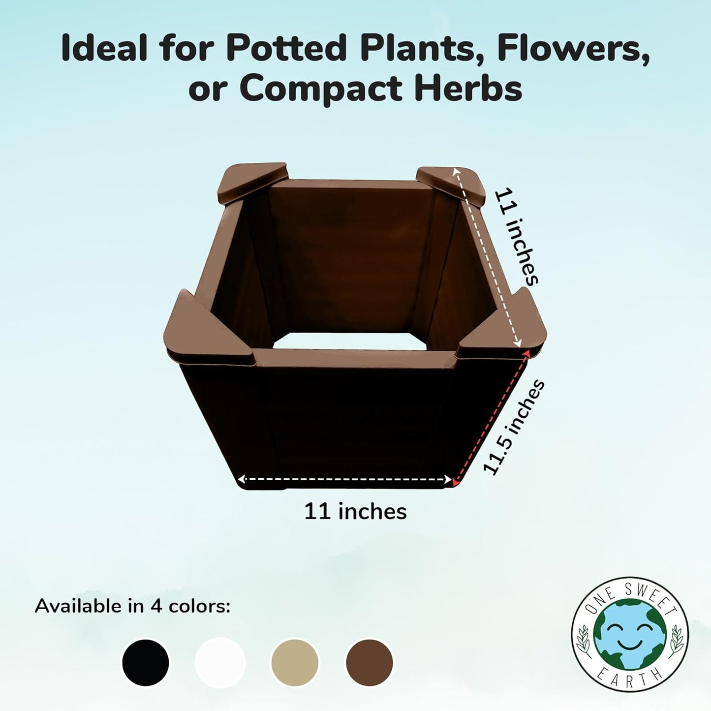 Raised Garden Bed - 1x1 ft Planter Box - Brown HDPE - No Tools Needed - DIY Kit for Urban Gardening, Flowers, Herbs & Vegetables - Made in The USA - 2 Pack