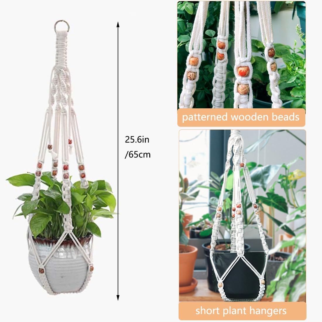 Belit 2 Pack Macrame Plant Hangers Indoor Hanging Planter Basket Decorative Flower Pot Holder Rope for Indoor Outdoor Home Decor