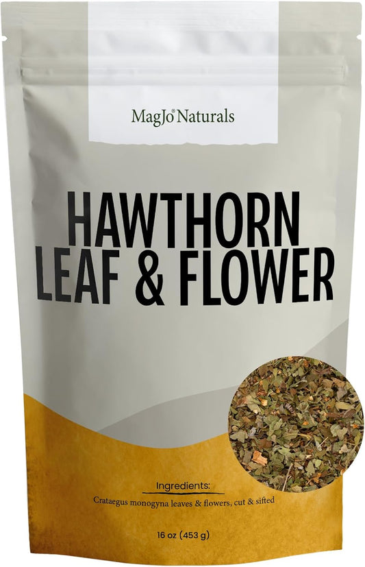MagJo Naturals, Hawthorn Leaf and Flower (1 Pound), Wild-Crafted, Cut and Sifted, Dried Loose Leaf, Makes crisp cup of Hawthorn Tea, Hawthorne Leaves and Herb