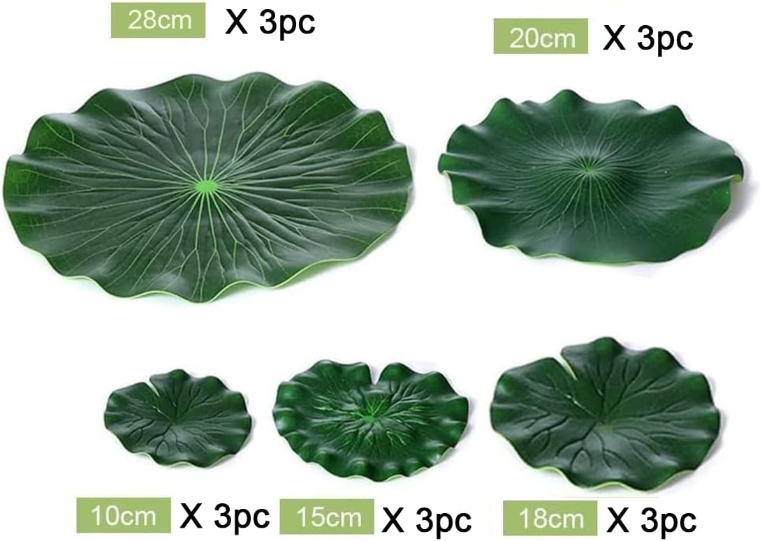 Superdream Artificial Realistic Lily Pads Floating Scenery Lotus Pods for Pool Decoration Aquarium Fish Pond Water Decorative (15 Pack)