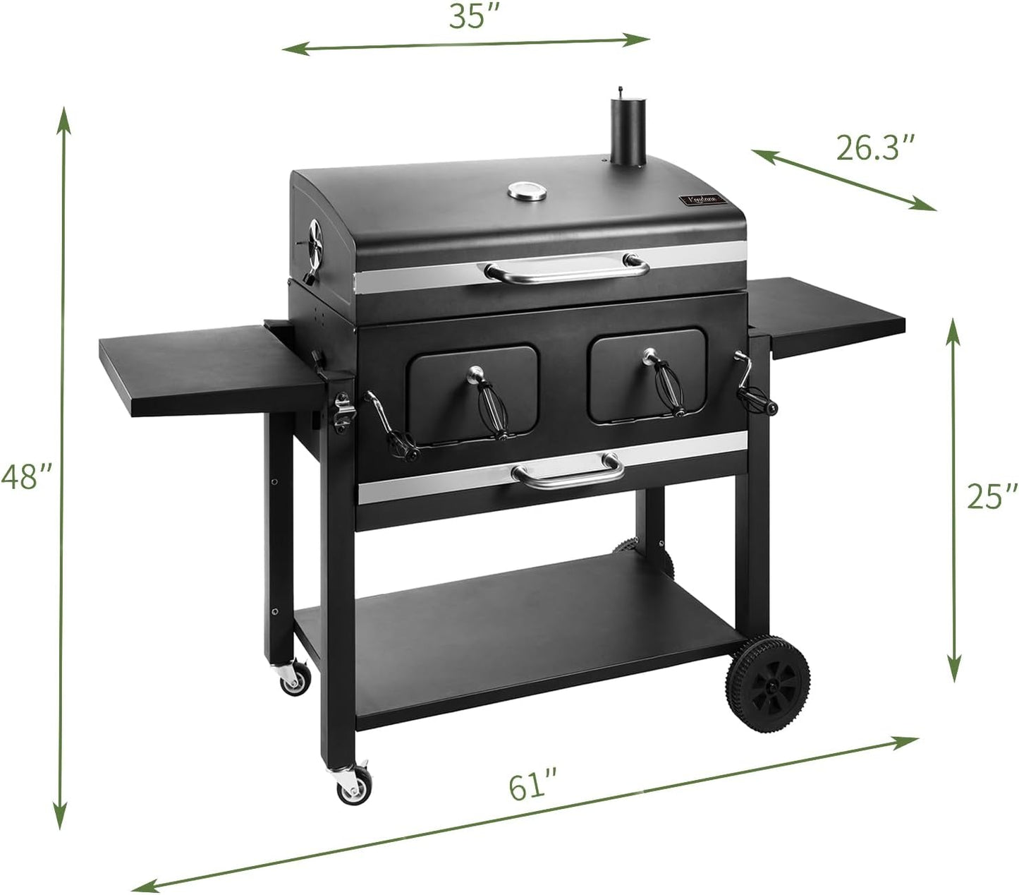 Kenadne Charcoal Grill Outdoor BBQ Grill, Extra Large Cooking Area 794 Square Inches with Two Individual & Adjustable Charcoal Tray, Foldable Side Tables for Outdoor Cooking grill Backyard