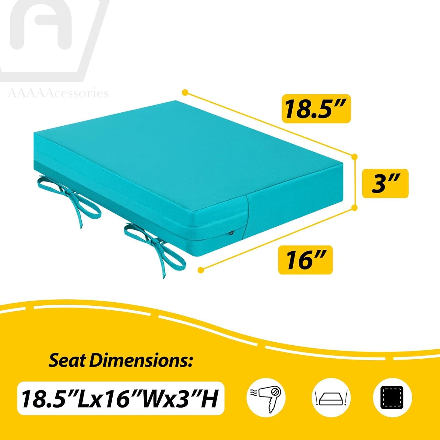 AAAAAcessories Outdoor Seat Cushions for Chairs, Waterproof, Fade-Resistant Patio Furniture Replacement Cushions, 18.5" x 16" x 3", Set of 4, Turquoise