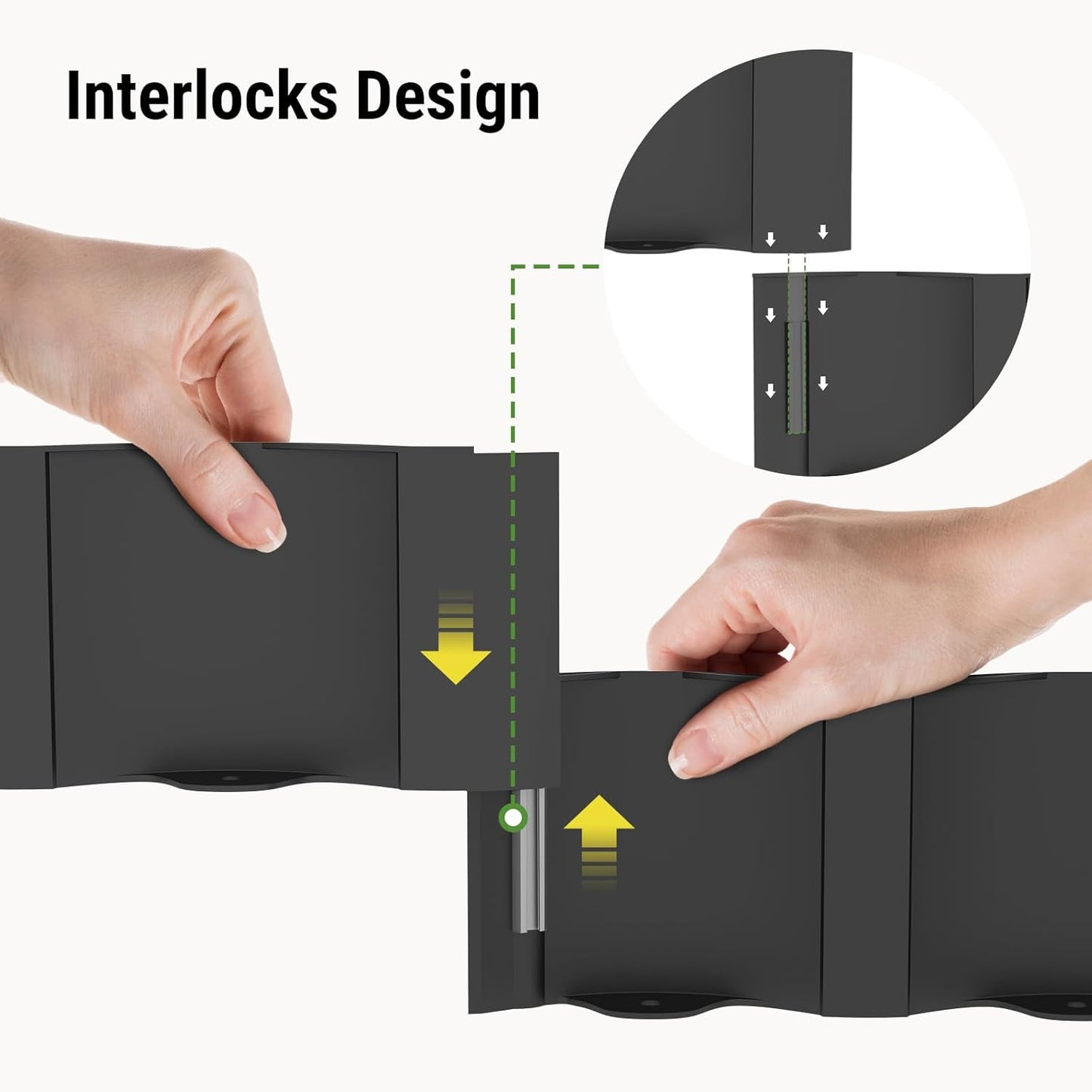 Mars Villa 40FT Landscape Edging No Dig, Interlocking Landscape Edging 5.9In Garden Edging Border with 64 Stakes, Plastic Flower Bed Border Flexible Edging for Landscaping, Lawn Patio (Black,32Pcs)