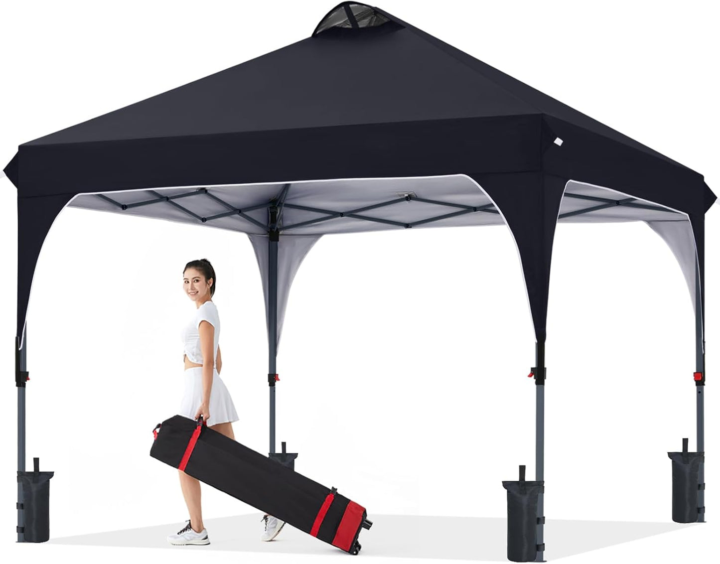 COOSHADE Pop Up Canopy Tent, 10x10 Easy Setup Instant Canopy Sun Shelter Beach Tent, Portable Sports, Black