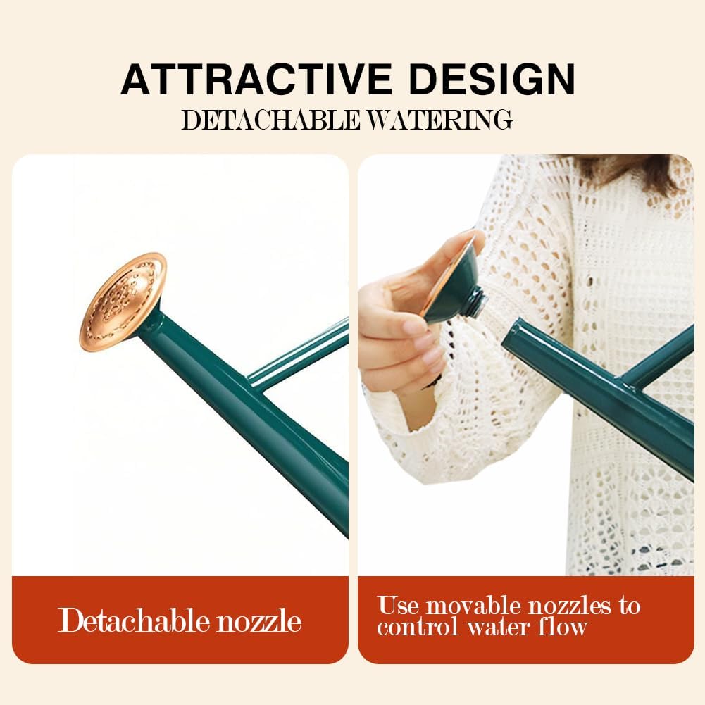 Metal Watering Can, One Gallon Watering Cans Stainless Steel for Outdoor Indoor Garden Plants Watering (One Gallon Green Decorative Strip)