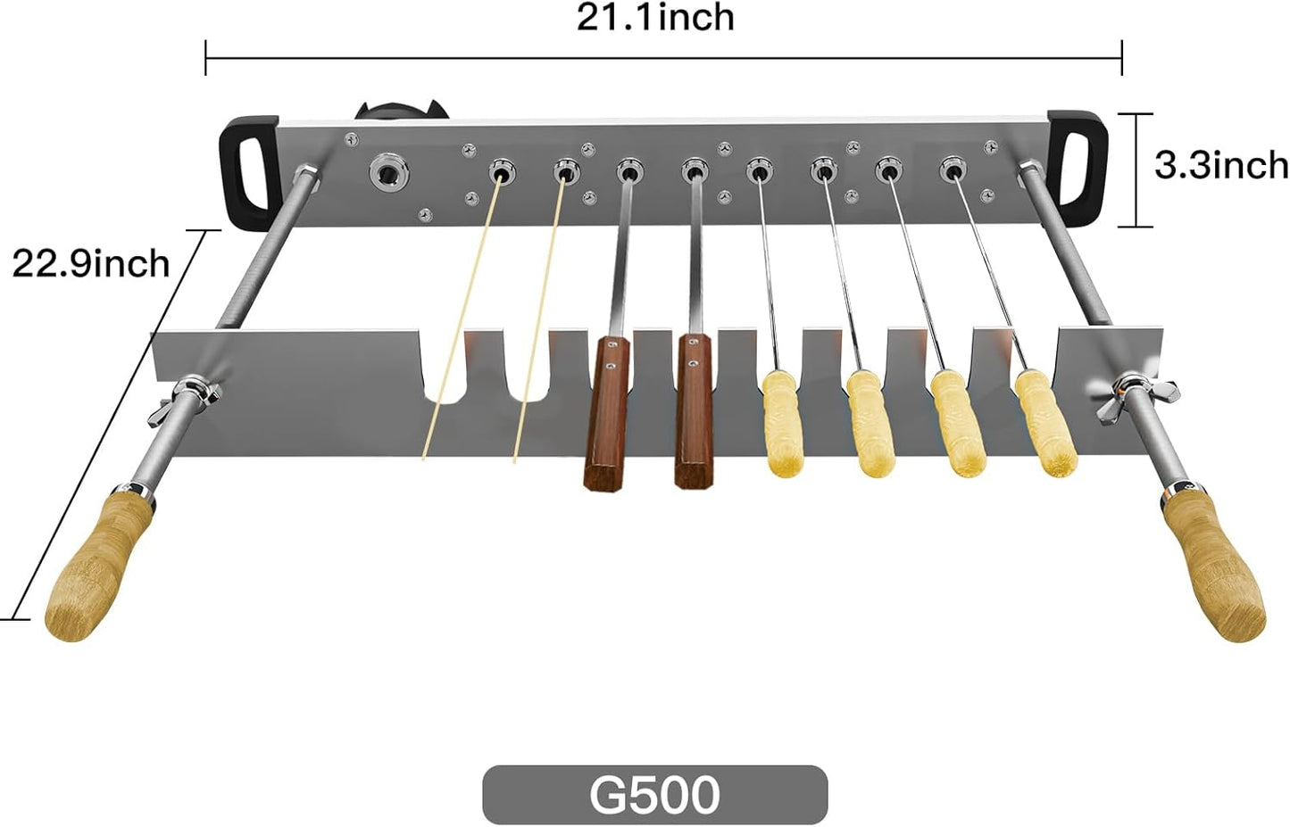 Stainless Steel Electric Barbecue Grill, Automatic Rotating, Adjustable Width for BBQ (G500)