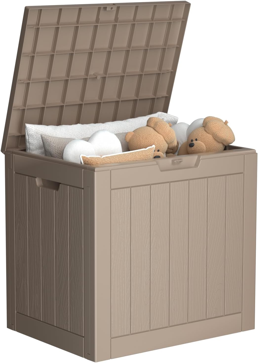 36 Gallon Outdoor Deck Box,Storage Lockable Waterproof Patio Furniture,Garden Tools,Cushions,Pool Accessories Outside Storage Resin Box(Grey)