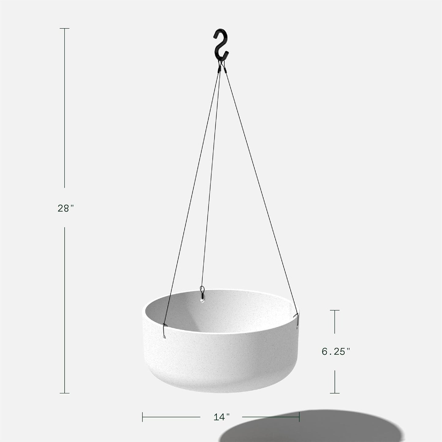 Veradek Mason Series Hanging Kona Planter - Round Planter for Outdoor Balcony/Patio | Made from Plastic-Stone Composite with Hanging Attachment | Modern Décor for, Flowers, Succulents, Small Plants