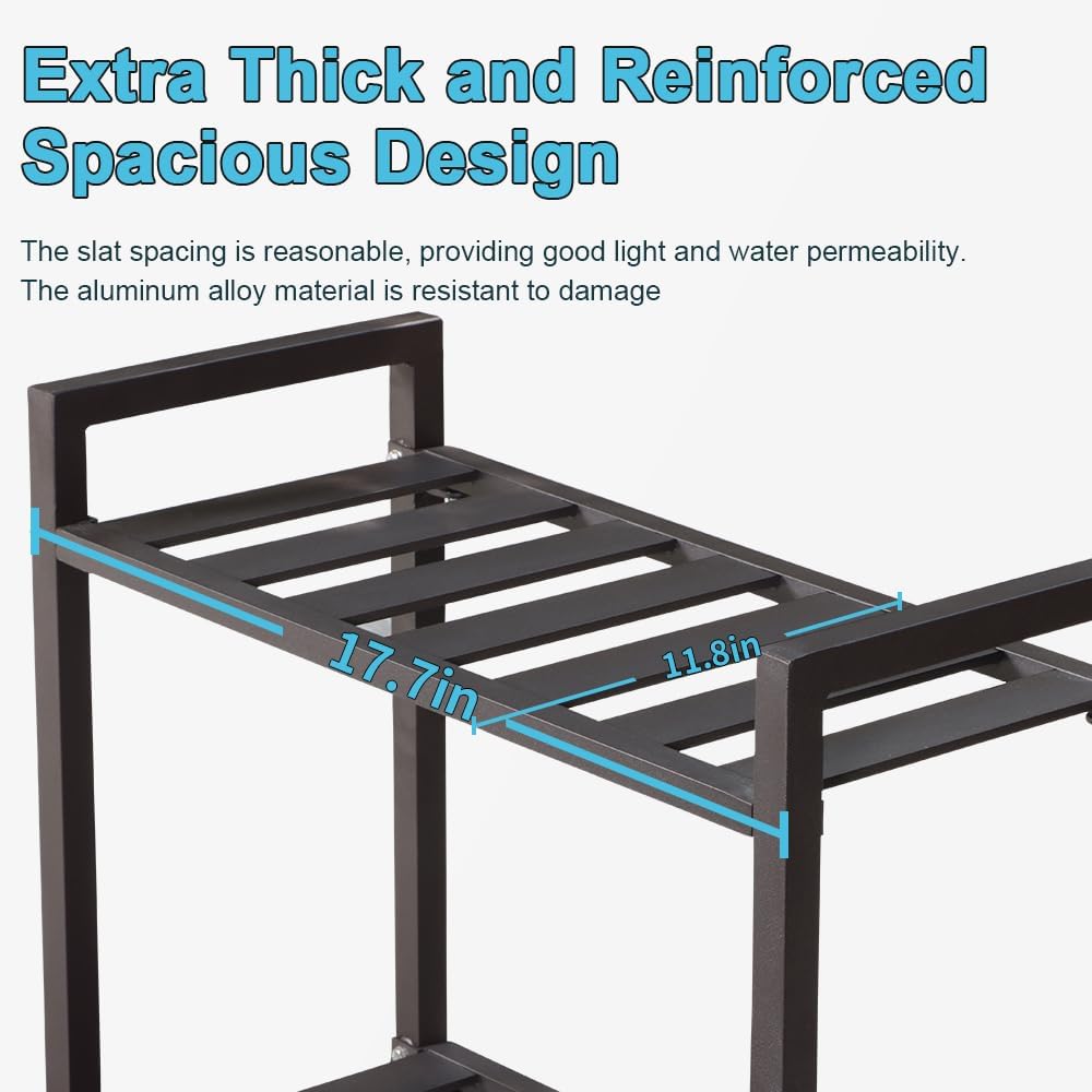 Versatile Indoor/Outdoor Plant Stand – High-Strength Aluminum with 300 LBS Load Capacity - Ideal Decor for Patios, Gardens, Living Rooms | L17.7 x W11.8 x H22 inches