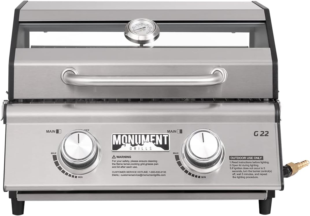 Monument Grills Clearview® 2-Burner Tabletop Propane Gas Grill with 1 Pound Tank Adapter(2 items)