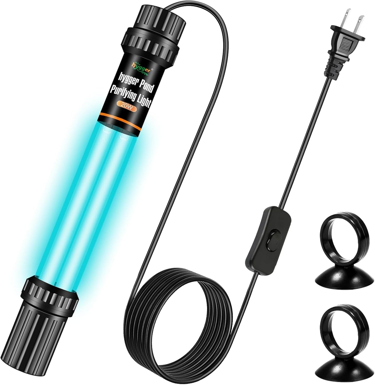 hygger 32W Aquarium U-V Light for 200-2200 Gallon, Pond Water Clarifier for Green Water and Algae Clean, for Koi Pond, Large Fish Tank, Swimming Pool, Cold Plunge, Spa